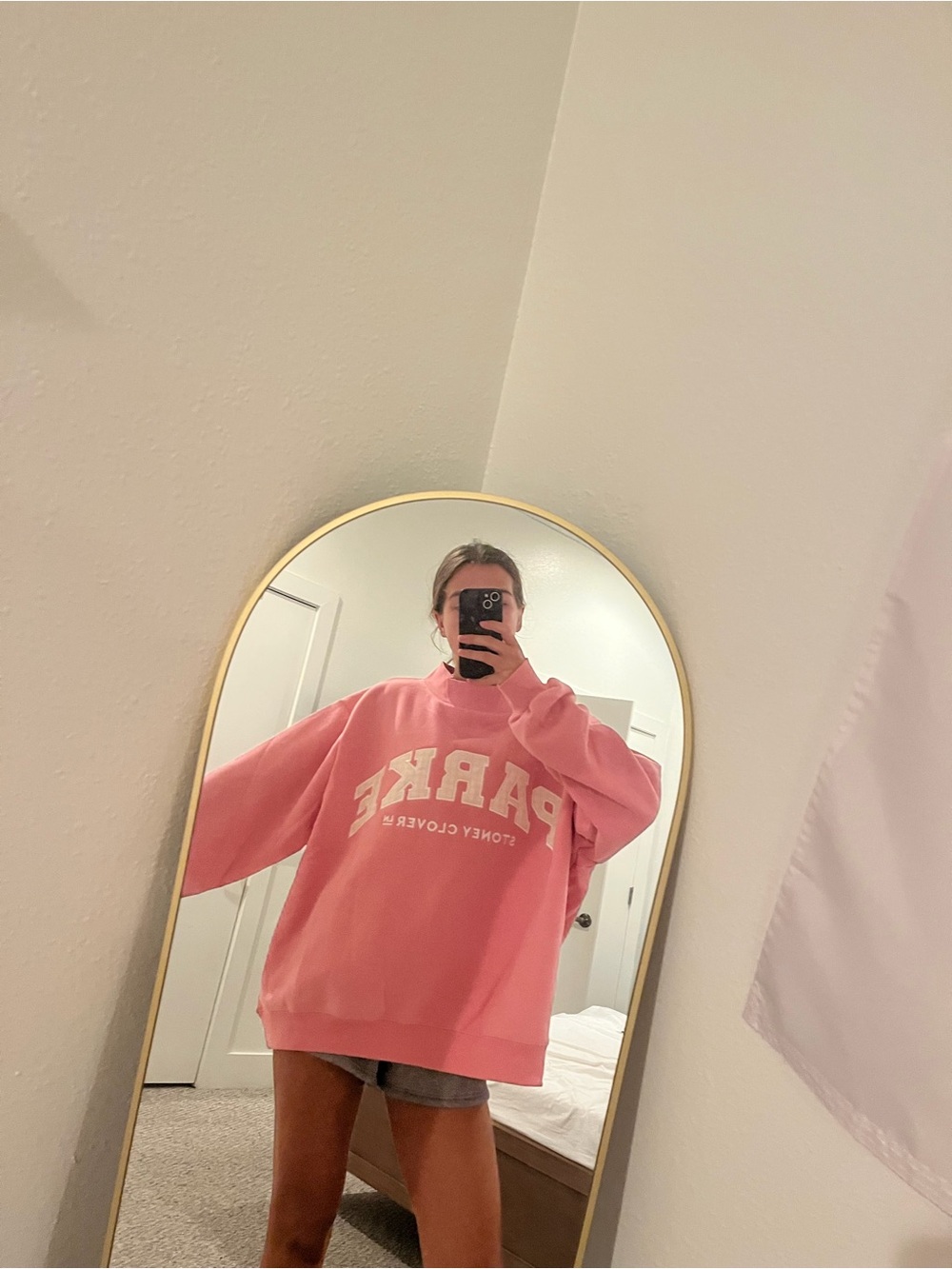 Stoney Clover Lane x Parker Pink with Yellow Plaid Logo Sweatshirt XXL
